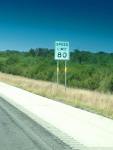 A happy West Texas speed limit sign